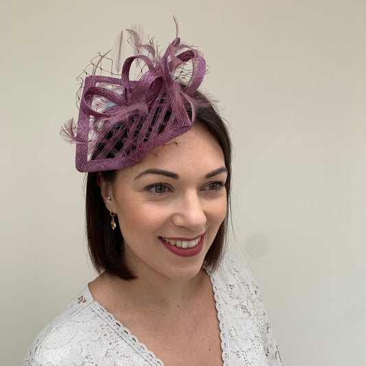 Max and Ellie HF1 Small Fascinator on Headband in Purples