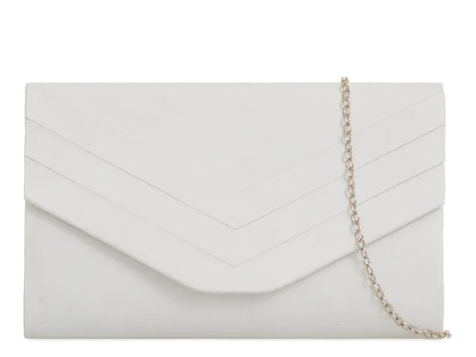 Koko L809 White Faux Suede Clutch Bag