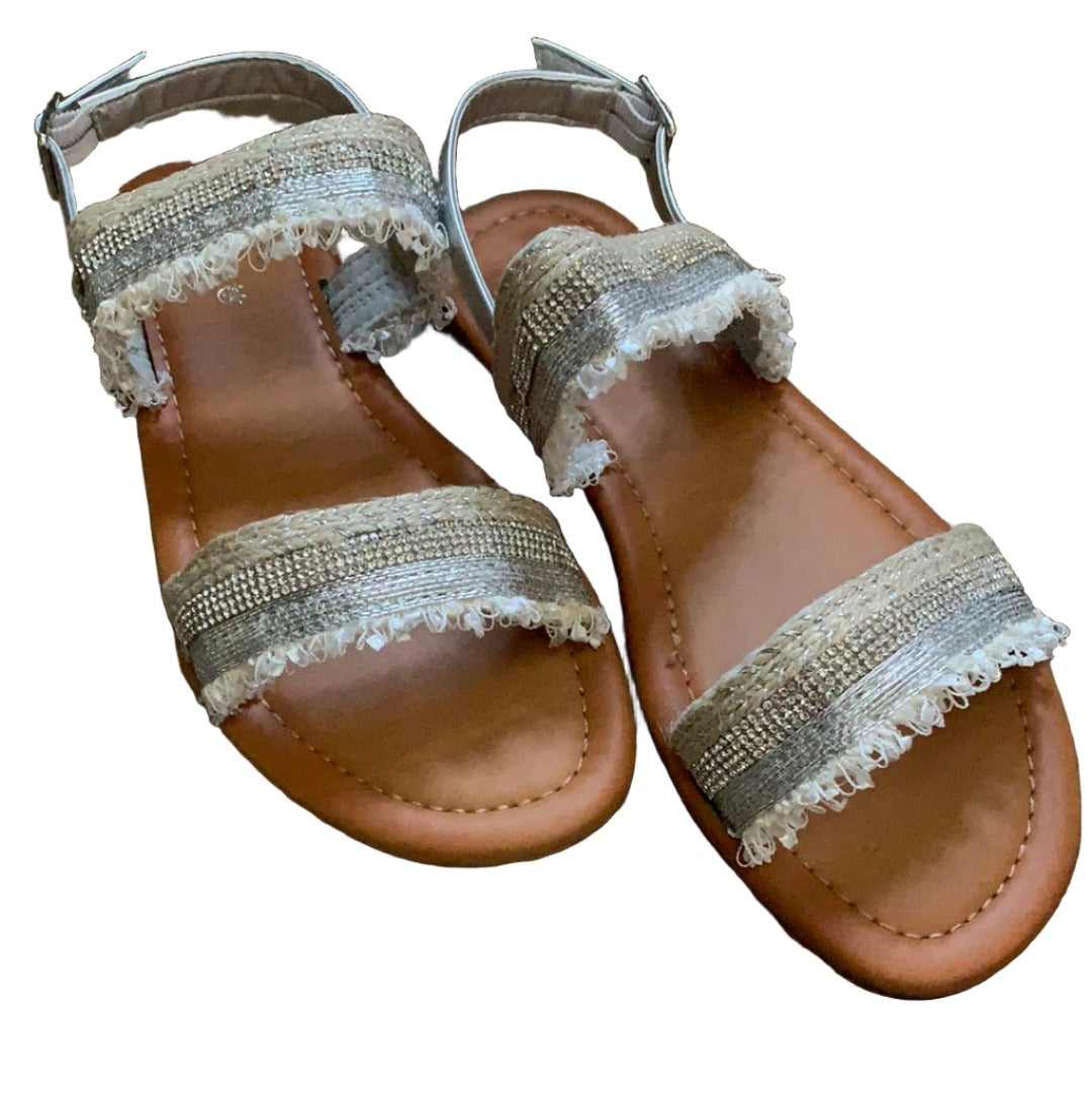 Boho Fabric Flat Sandal with Sparkle