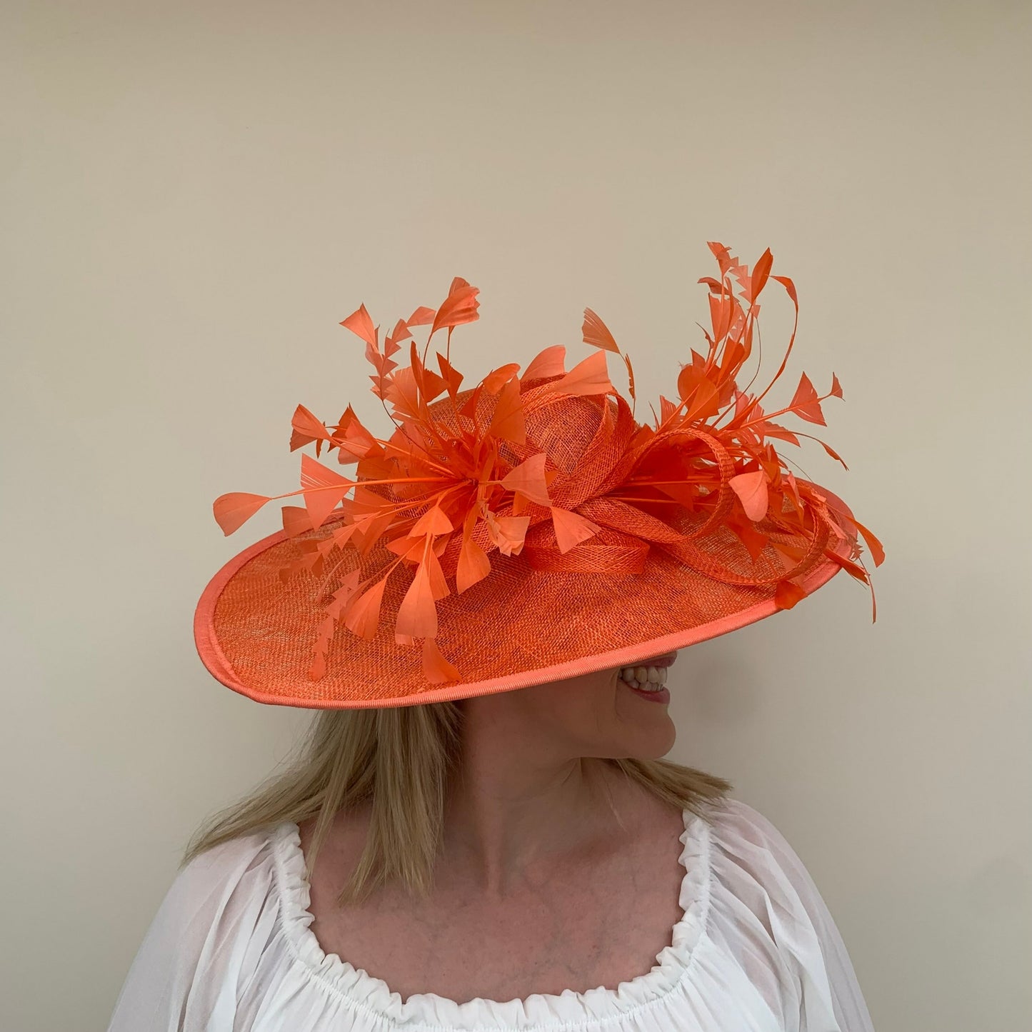 J Bees JB23/284 Large Hatinator with Feathers in Red & Orange