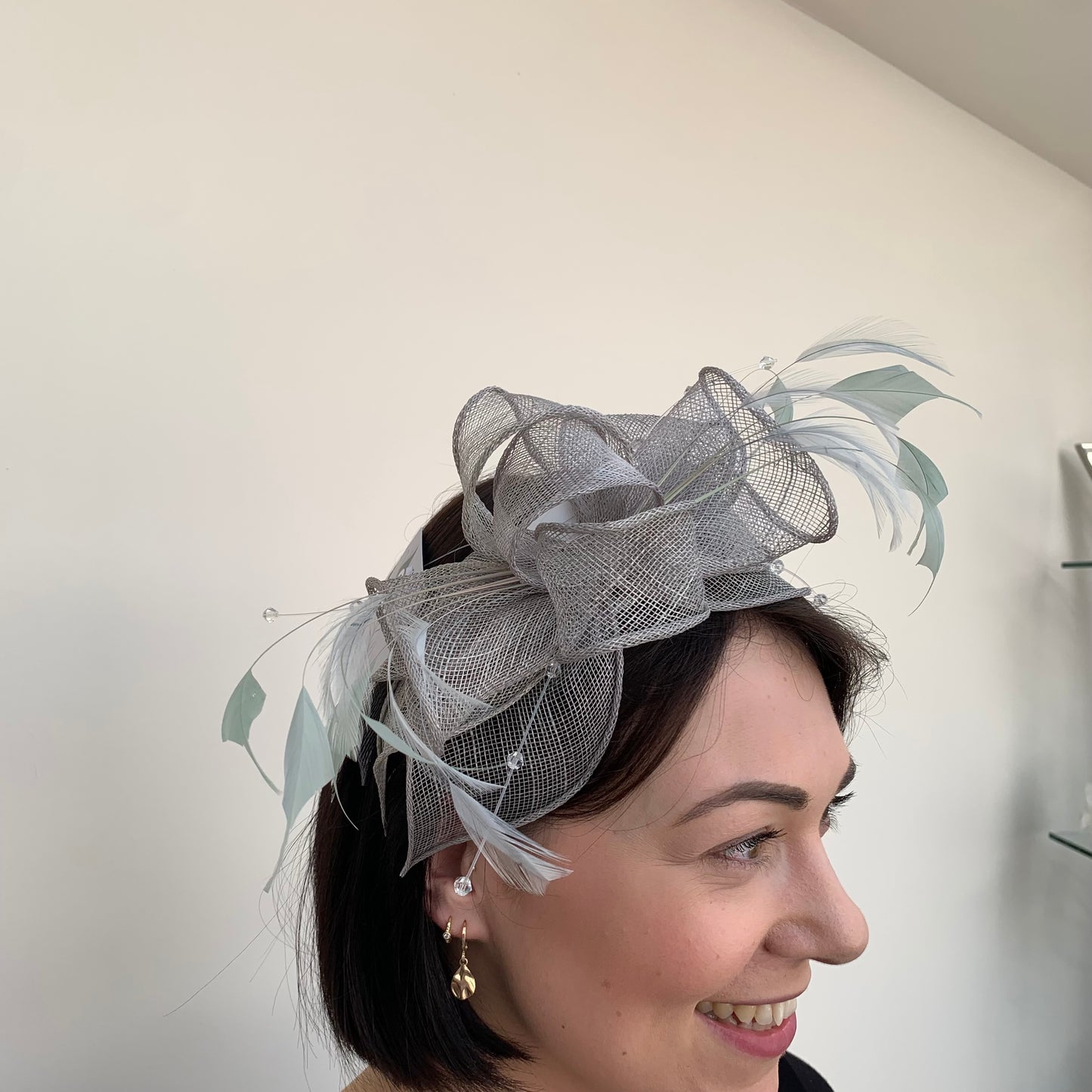 J Bees JB23/318 Fascinator in Greys and Silvers