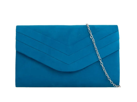 Koko L809 Teal Blue Faux Suede Clutch Bag