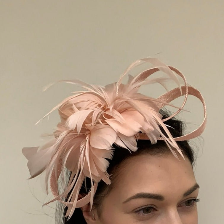 Libby Bea Fascinator with Feather Flowers