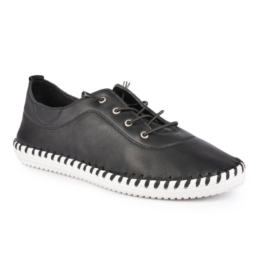 Lunar St Ives Leather Plimsole